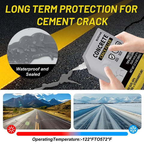 All Season Concrete Crack Filler for Driveways Walkways and Patios DIY Friendly Patch Up Waterproof Repair Sealant Quick Drying