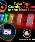 White LED Cornhole Lights For Hole And Board Complete 2 Board Kit with colorful lit boards for outdoor game