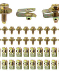 Heavy Duty 20x M6 1.0 Car Body Bolts with 10mm Hex Head, 17mm Washer and 20x U Nuts Clips, Yellow Zinc Finish