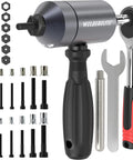 Rivet Nut Drill Adapter Kit With Dual Drive Modes Drill And Ratchet, 270 Nuts And 36 Mandrels Included, Gray Finish