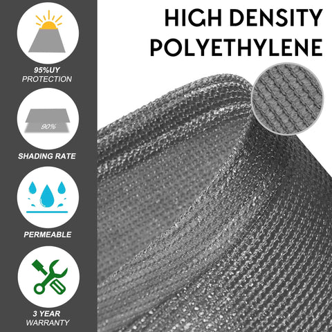 Close-up of Gray Equilateral Shade Sail 32 Ft By 32 Ft By 32 Ft Dope Patio Backyard Outdoor Canopy Breathable HDPE 190 GSM