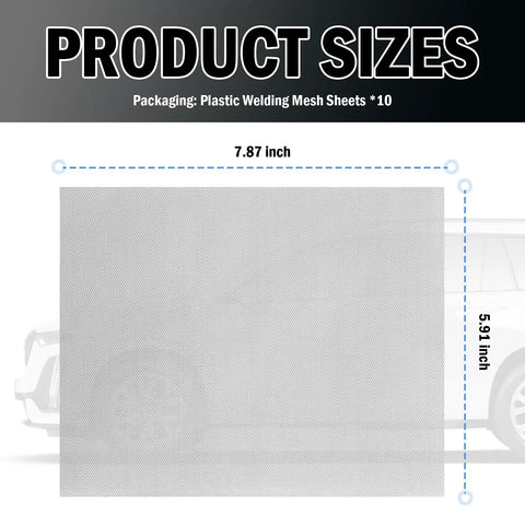 10 Pack Plastic Welding Mesh For Bumper Repair And Reinforcement, 5.91 By 7.87 Inch Stainless Steel Wire Mesh Sheets displayed.