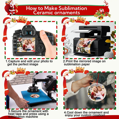 How to make Two-Sided Sublimation Ceramic Ornament Blanks, 3-Inch Round White Ceramic Ornaments For DIY Crafts step-by-step guide