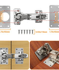 Cabinet Hinge Repair Plate Kit With Stainless Steel Fixing Plates For Cupboard Doors, Rust Resistant, No Sweat Install, 12 Pieces