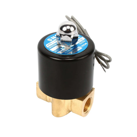 Brass 2 Way Normally Closed Electric Solenoid Valve, Quarter Inch NPT Port, DC 12 Volt for fluid control