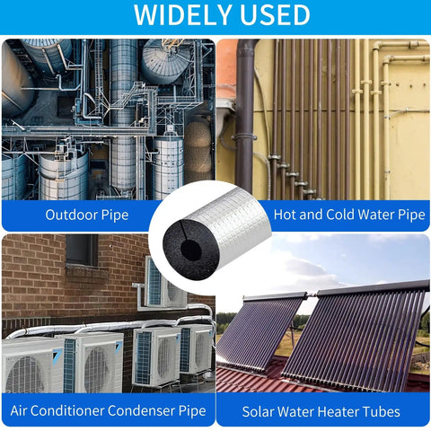 1 Inch Inner Diameter Foam Pipe Insulation Kit With Self Adhesive Heat Tape 20 Piece Water Pipe Wraps for various pipe types.