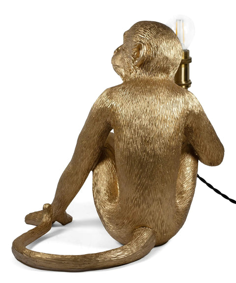 Rear view of Dope Monkey Desk Lamp Modern Table Light With Resin Sitting Monkey Figurine For Living Room Bedroom Office And Dorm