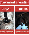 Universal Seal Puller Tool With Dual Hook Design For Fast Oil And Grease Seal Removal removing seal in two steps