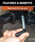 Trailer Hitch Pin And Clip With Vinyl Coated Grip Half Inch Diameter Fits One And One Quarter Inch Receiver Zinc Clear Finish Comfortable Grip For Easy Handling Versatile Tow Accessory For Ball Mounts And Trailer Hitches Durable And Secure image showing a hand gripping the pin.