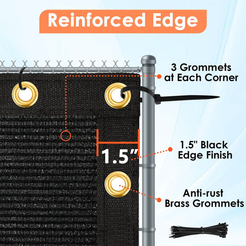 Privacy Fence Screen 4 By 50 Feet Heavy Duty Knitted Net With Reinforced Bindings Brass Grommets Cable Ties Outdoor Garden