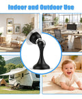 Magnetic Door Stop 2 Pack Heavy Duty Stainless Steel No Drill Installation With Ultra Strong Magnet And Soft Catch Spring Buffer in black for indoor and outdoor use in homes, offices, RVs, and pet-friendly spaces.