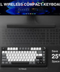 Top view of Tri Mode Wireless Gaming Keyboard With Hall Effect Magnetic Switches And Huge 4000mah Battery for compact PC gaming.