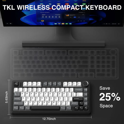 Top view of Tri Mode Wireless Gaming Keyboard With Hall Effect Magnetic Switches And Huge 4000mah Battery for compact PC gaming.