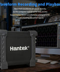 8 Channel USB Automotive Diagnostic Oscilloscope With DAQ And Programmable Signal Generator For Cars And Trucks, Real Time Waveforms, Ignition, Sensor And Bus Diagnostics, Probes Included on a desk with waveform display