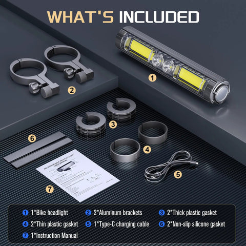 Ultra Bright LED Bike Lights For Night Riding With Rechargeable Headlight And Hook 8 Modes Aluminum Alloy Waterproof Bike Headlamp For Mountain MTB Off Road Commuting
