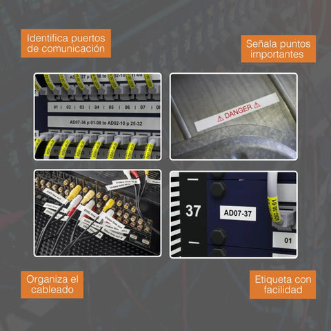 Entry Level Industrial Handheld Labeling Tool Kit For 12mm Labels Orange, Rugged On The Go Label Printer in use on electrical panels