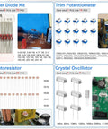 Image of 1780 Piece DIY Electronics Kit With Resistors Capacitors LED Diodes Transistors ICs Dupont Wire Breadboards PCBs Potentiometers.