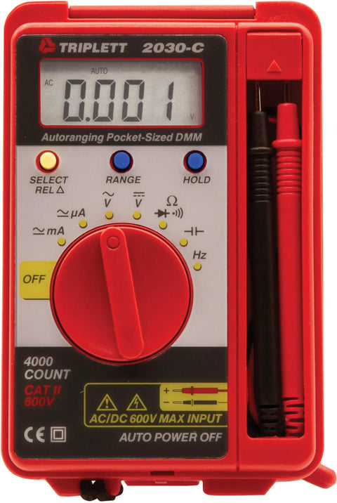 Pocket Sized 4000 Count Digital Multimeter With Auto Range For AC DC Voltage Up To 600V, AC DC Current Up To 400mA, red casing
