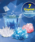 Crystal Growing Science Kit For Kids And Teens, 7 Hands On DIY Lab Experiments With Display Case, colorful crystals shown