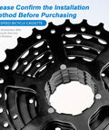 Close-up of 7 Speed Bike Cassette 11-28T Sprocket For Mountain And Folding Bikes Beefed Up Steel Build, black finish