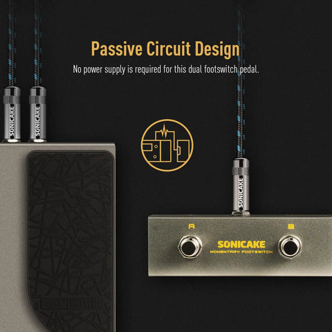 Dual Footswitch Pedal For Guitar FX Rig Compact Design Ultra Fast Non Latching Momentary Switches TRS Cable Included