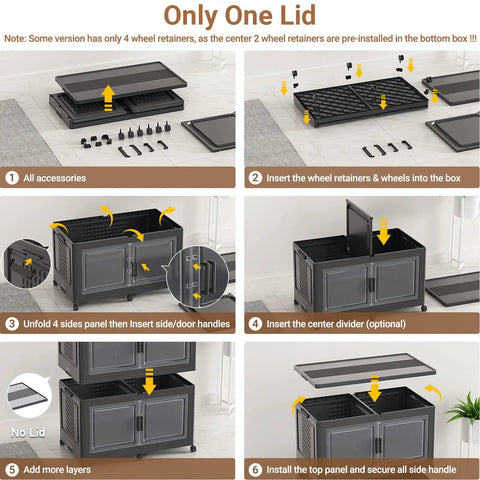 Industrial Grade 800 Quart Stackable Storage Bins With Smooth Wheels And Secure Doors Hella Spacious Foldable Cabinet Organizer Set Four Pack Black Divided Garage Shelves