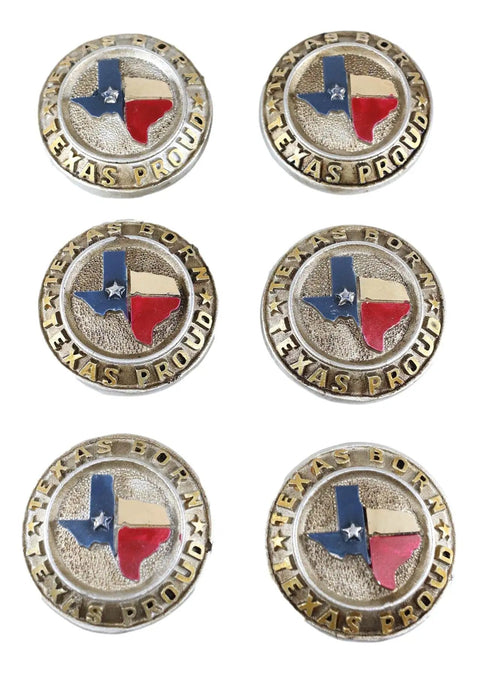 Pack Of Six Rustic Western Texas Flag Drawer Knobs Hand Painted Lone Star Cabinet Hardware For Down South Furniture Makeovers Featuring Mighty Fine Yeehaw Country Charm, each knob with detailed Texas flag design.