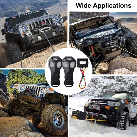 12V Wireless Winch Remote Control Kit For Easy Vehicle Recovery And Off Road Lifting, Universal Receiver, DIY Install, Works With 9 To 30V Systems, Reverse Voltage Remote To Run Winch Motor, No Hassle Setup on wireless remotes and receiver