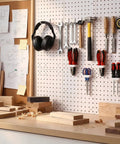 Must Have 4 Pack Pegboard Plier Holders For Pliers And Scissors Durable Plastic Double Hole Tool Hangers displayed on pegboard