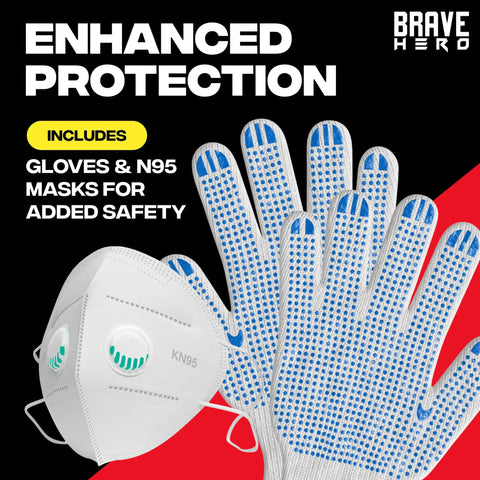 All In One Fire Safety Kit With Four Kitchen Fire Blankets, Two Pairs Of Gloves, Four KN95 Masks And Hooks For Quick Fire Suppression