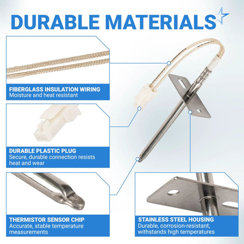 Upgraded Ultra Durable Temperature Sensor Probe For Samsung And LG Ovens Replacement DG32-00002B EBG61305805 PS4240743 6322B62214A PS11732697 Pro Grade Compatible With Most Range Models. Fiberglass wire and stainless steel housing