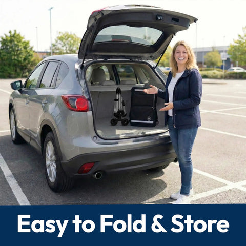 Foldable Stair Climbing Shopping Cart With Wheels For Groceries And Laundry in SUV trunk