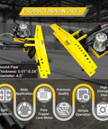 Heavy Duty Electrohydraulic Pipe Bender Machine For Steel Copper Round Tubes With Roller Hydraulic Design Bends 0.9 To 4.5 Inch Diameter Pipes Includes 10 Dies For 110V Power smooth yellow structure with motor for round pipes
