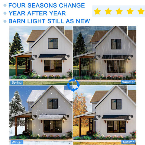 House with Dope 12 Inch Exterior Barn Style Porch Light Set Of 3 Dusk To Dawn Black Farmhouse Outdoor Wall Lanterns through four seasons