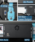 Genmitsu CNC Router Machine 4040-PRO with blue frame, GRBL control, 3-axis engraving, 15.7 x 15.7 in work area.