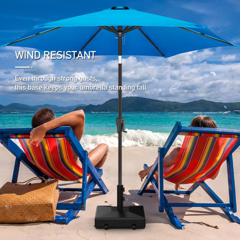 Beefy Outdoor Umbrella Base With Wheels And Handle For Easy To Move 120 Lb Capacity Rust Resistant And Windproof on beach