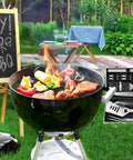 Heavy Duty BBQ Grill Tools Set With Non Slip Stainless Steel Utensils 22 Pieces in an outdoor barbecue setting