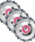 Badass 3 Piece Wood Carving Chain Disc Set Engineered For 4 And 4 1 2 Inch Angle Grinders featuring three stainless steel carving discs.