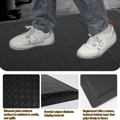 Heavy Duty Anti Fatigue Mat Beat Fatigue While Standing All Day Industrial 2 By 5 Feet Ergonomic Shop Mat With Diamond Plate Texture Fifteen Sixteenth Inch Thick Non Slip Anti Static