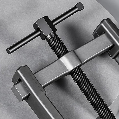 Close-up of Heavy Duty No Nonsense Adjustable Bearing Separator Removal Tool for Auto Repair in carbon steel, showing two-jaw design.
