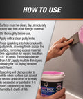 Person applying dry time indicator spackling pink when wet dries white in 1 to 5 hours 8 oz DIY friendly patch compound.