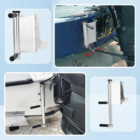 Two Step Emergency Reboarding Ladder For Boats Quick Deploy Jack Plate Boat Ladder With Foldable Twin Steps For Fast Reentry After A Swim Rotates Out Easily And Snaps In Secure When Not In Use, aluminum