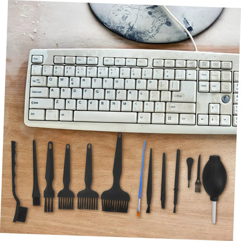Anti Static Cleaning Brush Kit With Flexible Bristles And Handy Crank Handle For Keyboard, Sewing Machine, And Electronics Maintenance In Lab And Factory Settings Your Go To Gadget Care Kit, keyboard cleaning tools on desk