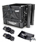 Heavy Duty Kayak Fishing Storage Crate With Double Rod Holder Accessory Pouch Anchor Kit Utility Leashes for organized fishing gear.