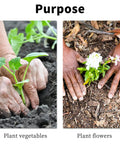 Two images showing hands planting vegetables and flowers in soil, illustrating the use of Garden Auger Drill Bit Set For Planting And Soil Prep