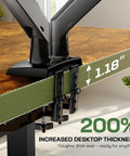 Marsail 48 X 30 Electric Standing Desk With One Piece Thickened Desktop support bracket showing 1.18" thickness, highlighting robust cable management.