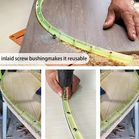 Professional 39 Inch Flexible Curve Template Featuring Killer Flexibility For Woodworking Contour Profiling Custom Router Patterns And Diy Builder Projects in use with tool and wood.