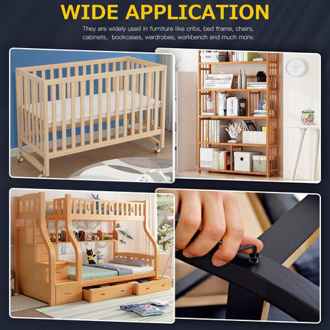 85 Piece M6 Hex Socket Cap Bolts And Barrel Nuts Set With 7 Sizes shown in crib, bookshelf, bunk bed, and tightening application