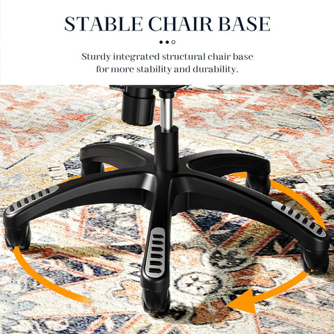 Stable base of Ergonomic Mesh Office Chair With Adjustable Headrest 90 To 120 Degree Tilt Lock Flip Up Armrests Lumbar Support