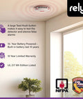 Two In One Smoke And Carbon Monoxide Detector Battery Operated With Siren Voice Alerts And LED Indicators ceiling view